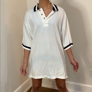 White with blue collared t-shirt dress